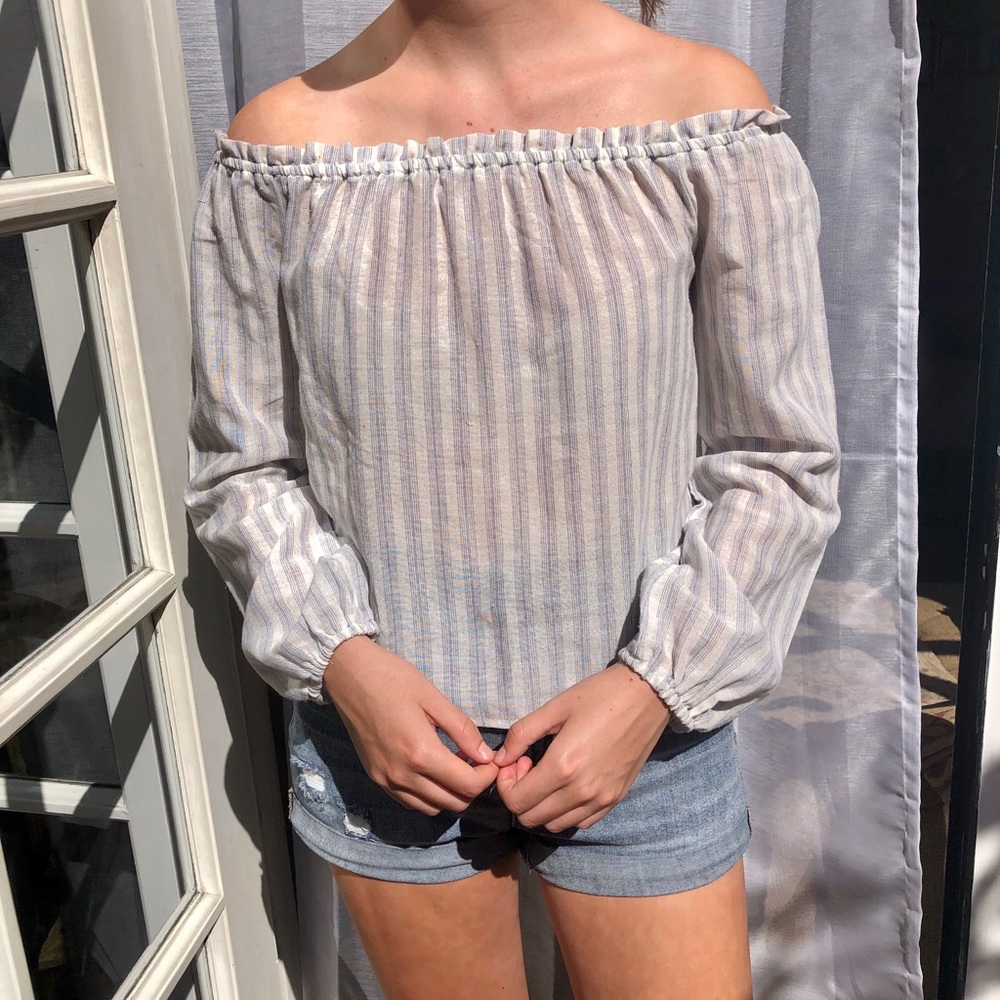 Striped off-the-shoulder Brandy Melville top